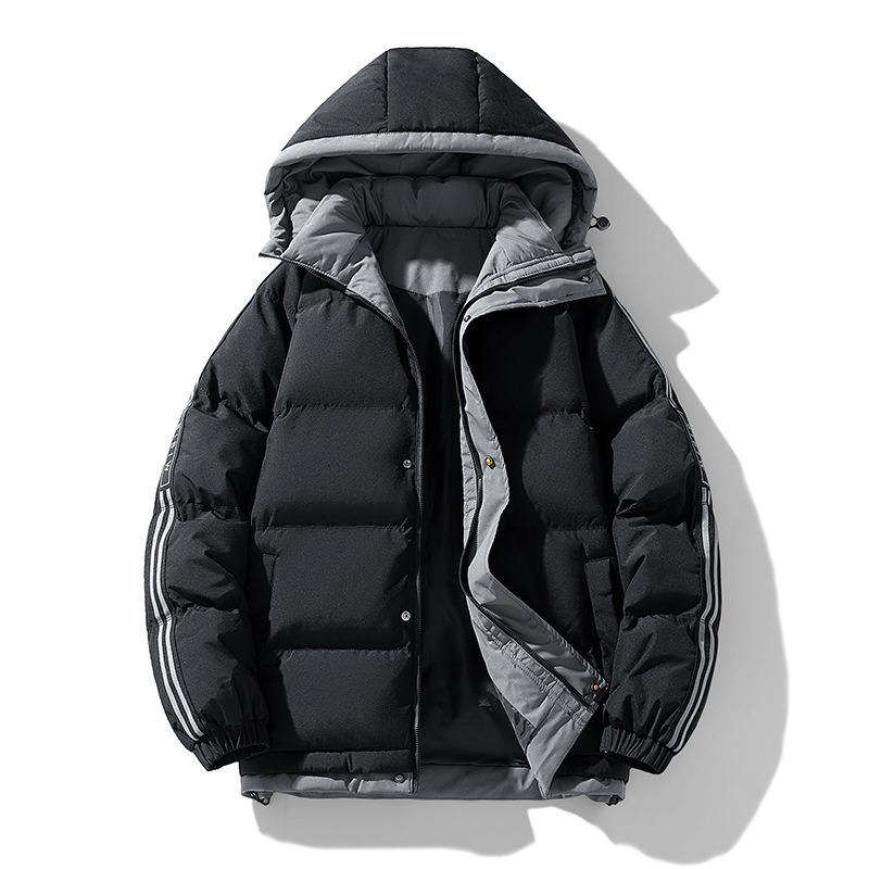 Casual down cotton jacket men's autumn and winter new young and middle-aged Hong Kong style cotton jacket loose plus size hooded cotton jacket