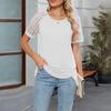 Women's Fashion Casual T Shirt Spring Summer Short Sleeve Round Neck Lace Tops New