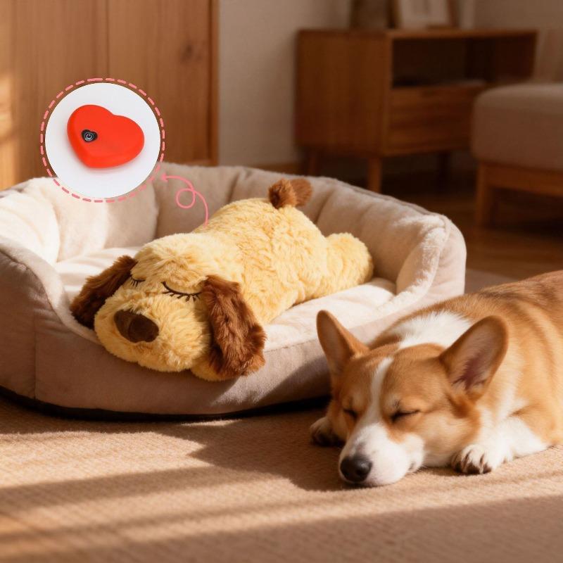 Beruhigende Angstlinderung Hundebedarf mit Herzschlag-Simulator Warmer Welpenschlaf Stressabbau Kuscheltier für ängstliche Hunde Katze