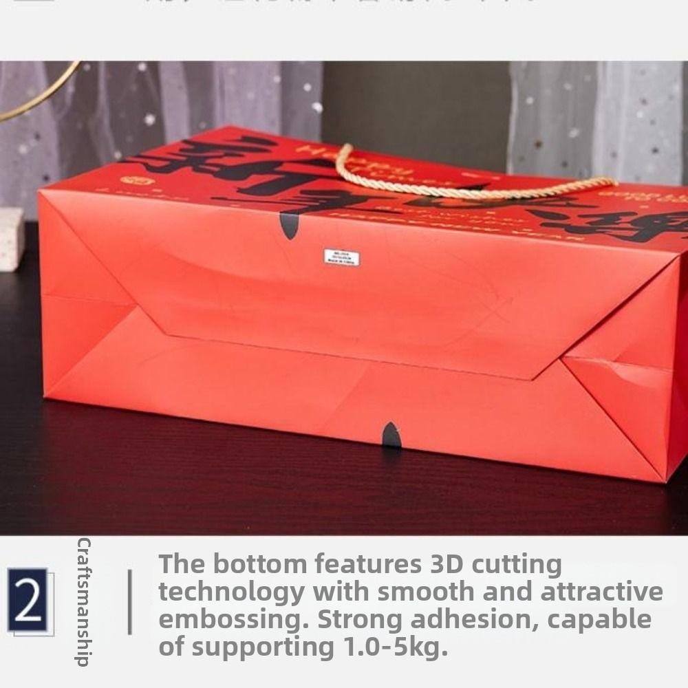 Paper Gift Packing Bag Bow Ribbon Red Present Wrap Bag Reusable Portable Clothing Handle Bag Birthday Party Decoration