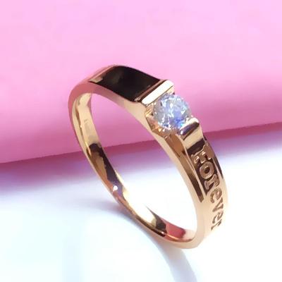 Purple Gold Inlaid Zircon Fashion Adjustable Ring Rose Gold Plated Letter Ring Women'S Model