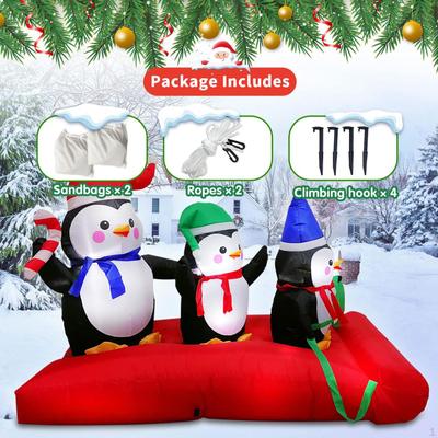 Decoratiuni gonflabile de Craciun Pinguin Se lumineaza pentru copii, femei, barbati