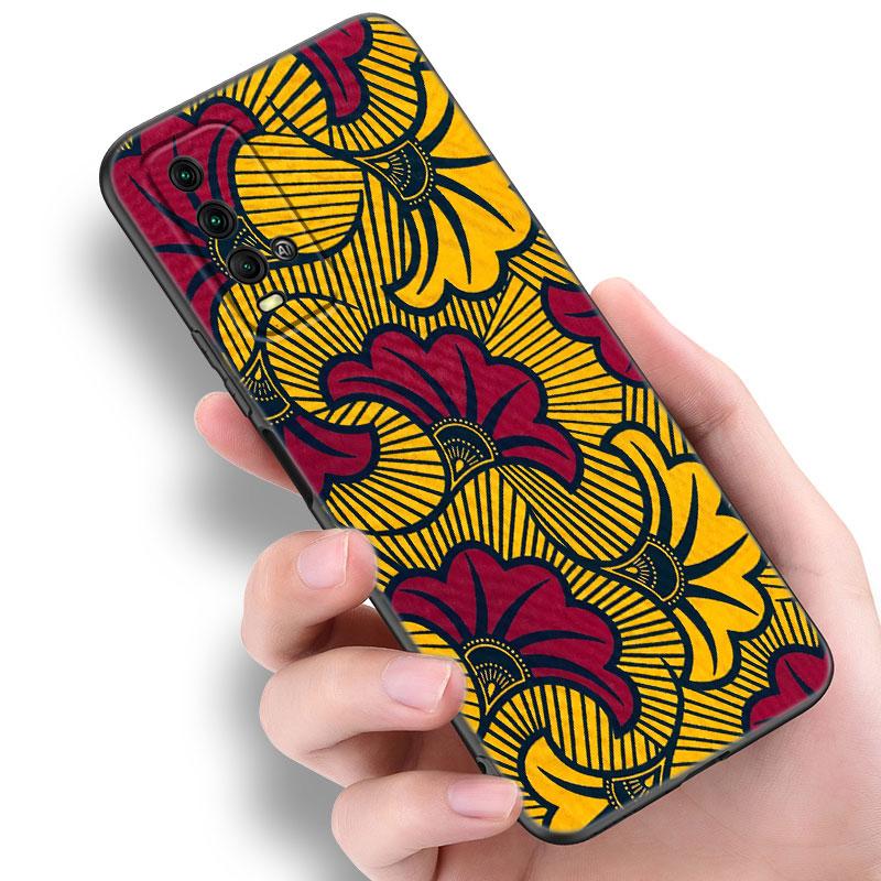 Aesthetic African Wax Fabic Phone Case For Xiaomi Redmi Note 5 6 9T K20 K40 K50 Pro 7A 8A 9A 9C 9i 10A 10C A1 S2 TPU Black Cover