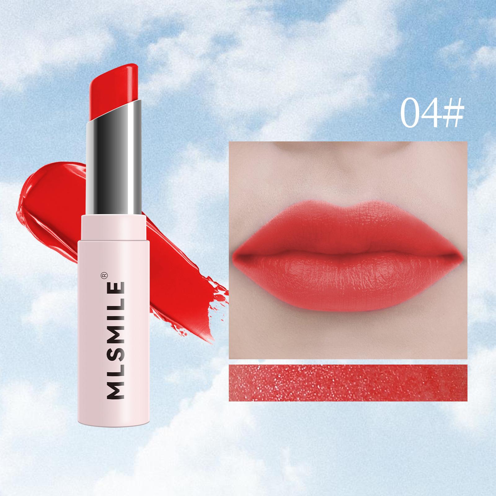 

MLSMILE Pink Tube Lipstick, долговечная увлажняющая и увлажняющая помада, отбеливающая и легко окрашиваемая шестицветная помада 04
