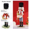 38CM Christmas Nutcracker Wooden Nutcracker Ornament Lift The Plate Soldier Figure Doll Toy Home Office Desktop Decoration Gift