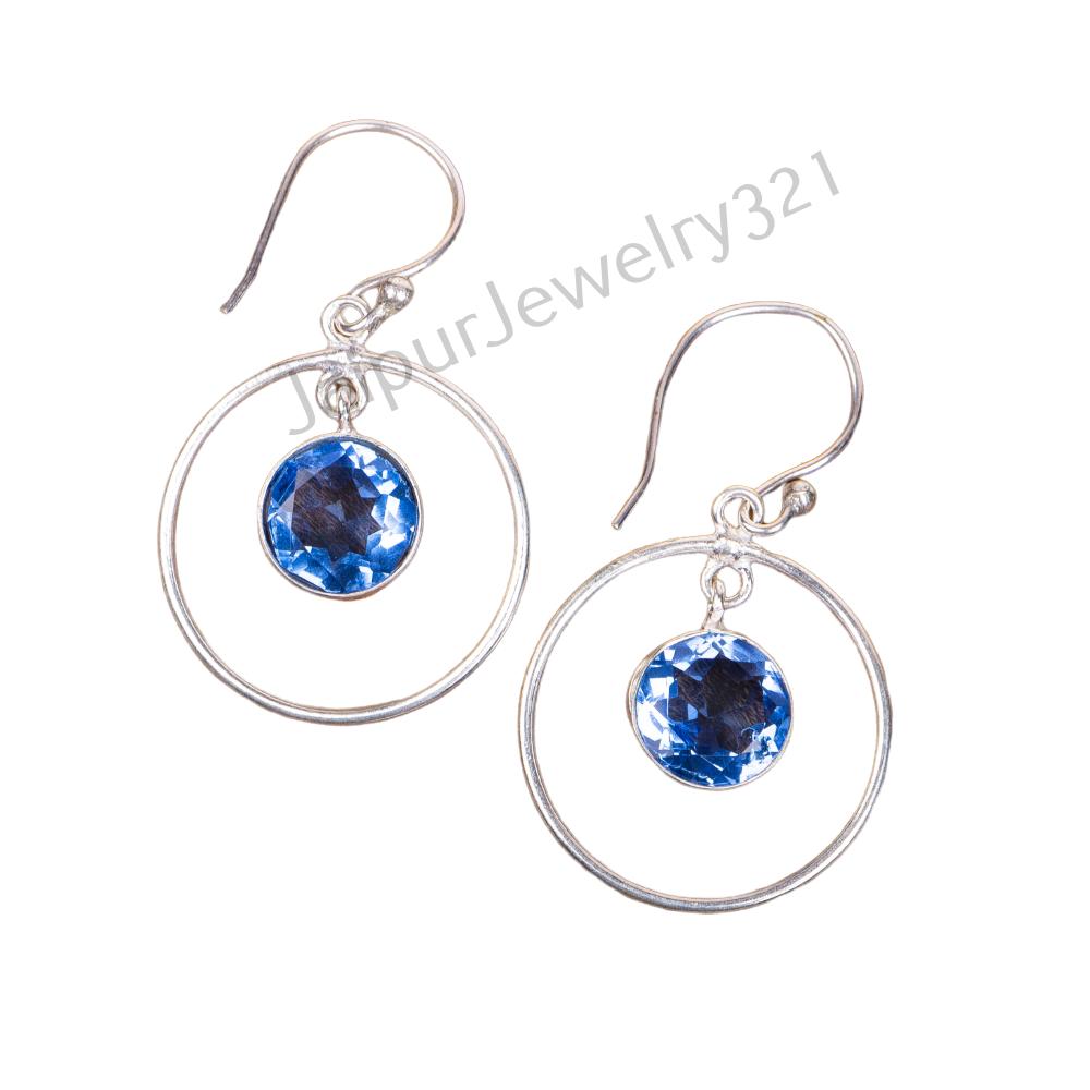 Tanzanite Gemstone 925 Sterling Silver Jewelry Handmade Earrings 1.60" For Gift EE-5-4