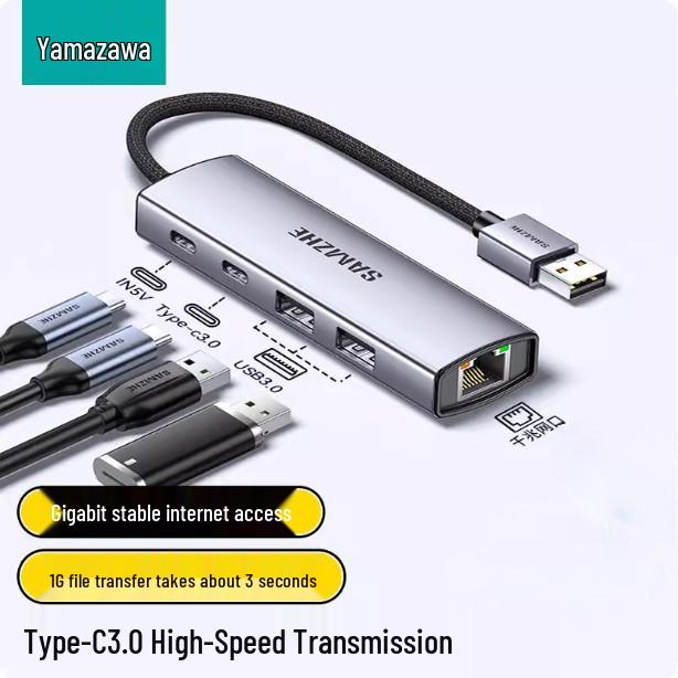 ShanZe DKK6 USB-C Docking Station: HDMI, Gigabit Ethernet, VGA, Audio, USB Hub.