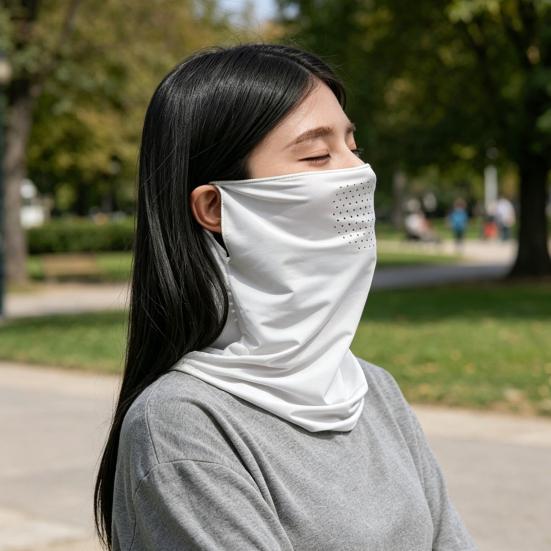 Outdoor Face Guard, Ice Silk Sunscreen Cover for Face Neck And Clavicle, Elastic Ear Loop Eye Corner Sun Shield for Outdoor Summer Use