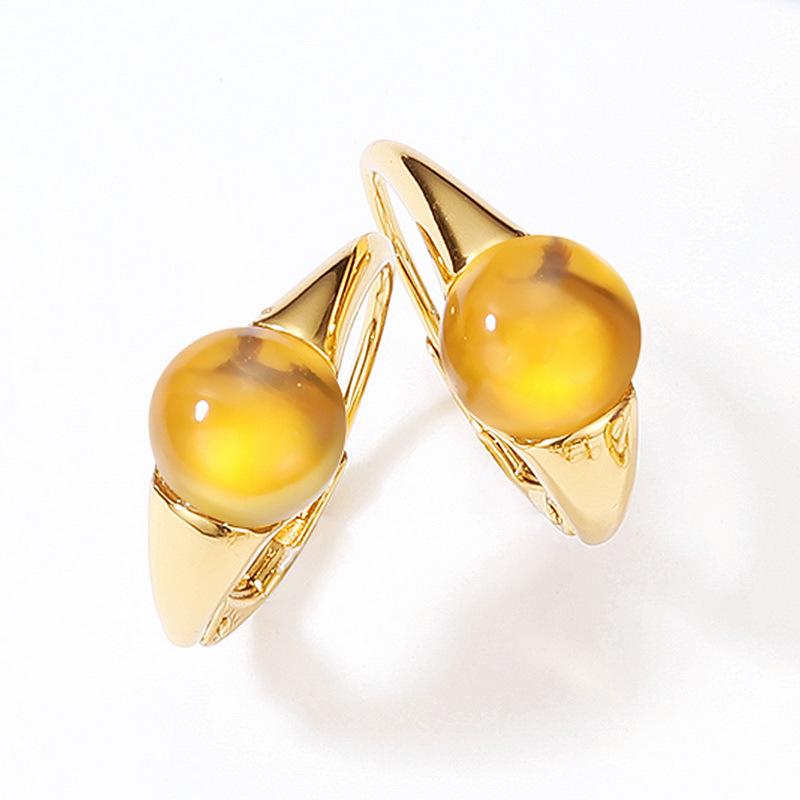 Cross-Border Egg-Shaped Candy Earrings for Women: S925 Silver, Colored Gemstones, European & American Classic Fashion.