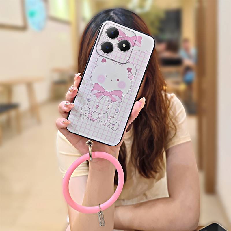 Solid Color Ring Phone Case For Realme C63 4G/C61 4G Cute Personality Heat Dissipation Youth Back Cover Funny Soft Case