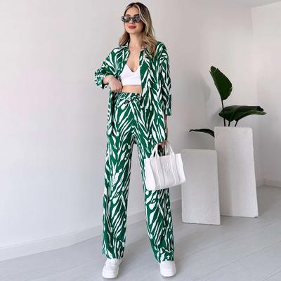 Conjunto de Primavera Feminino Manga Comprida Calças Compridas Conjunto Feminino de Duas Peças