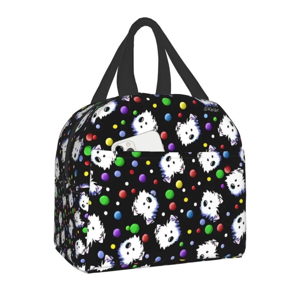 West Highland Terrier Dog Insulated Lunch Bag for Women Pet Westie Portable Cooler Thermal Bento Box Camping Travel Picnic Bags