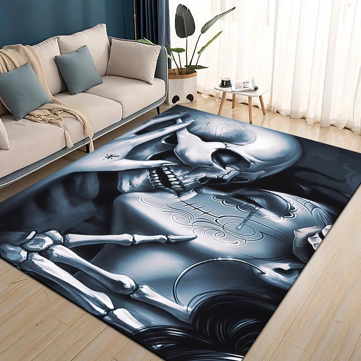 

3D Готический Череп Лицо Роза Женщина Ужасный Мультяшный Ковер Коврик для Гостиной Спальни Дом Диван Украшение, Детский Нескользящий Напольный Коврик 40x60cm( 15x23in )