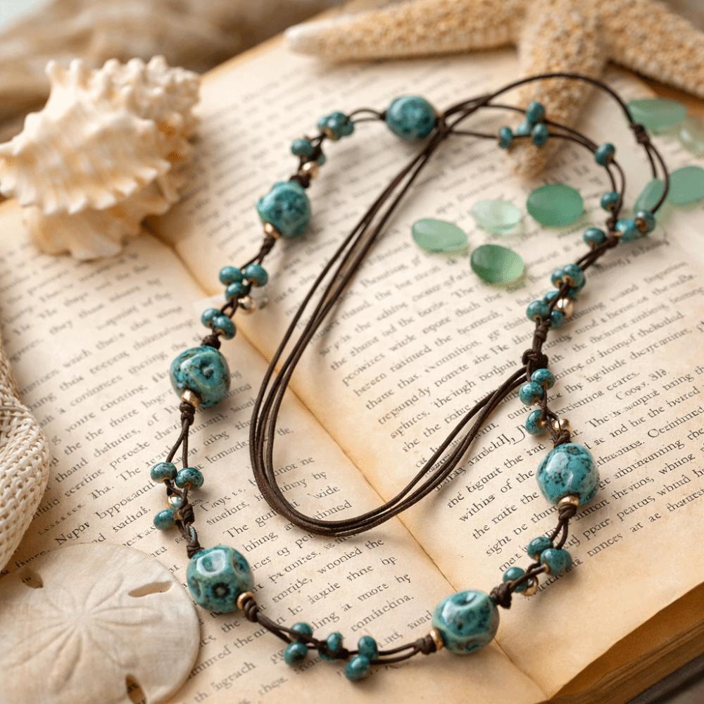 Ethnic Style Beaded Necklaces Bohemia Sweater Chain Fashion Jewelry Ceramic Chain For Women
