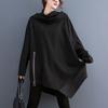 Plus Size Women Loose Black Zipper Irregular Casual Sweatshirt Long Sleeve Big Size Oversized Spring Autumn Hoodie