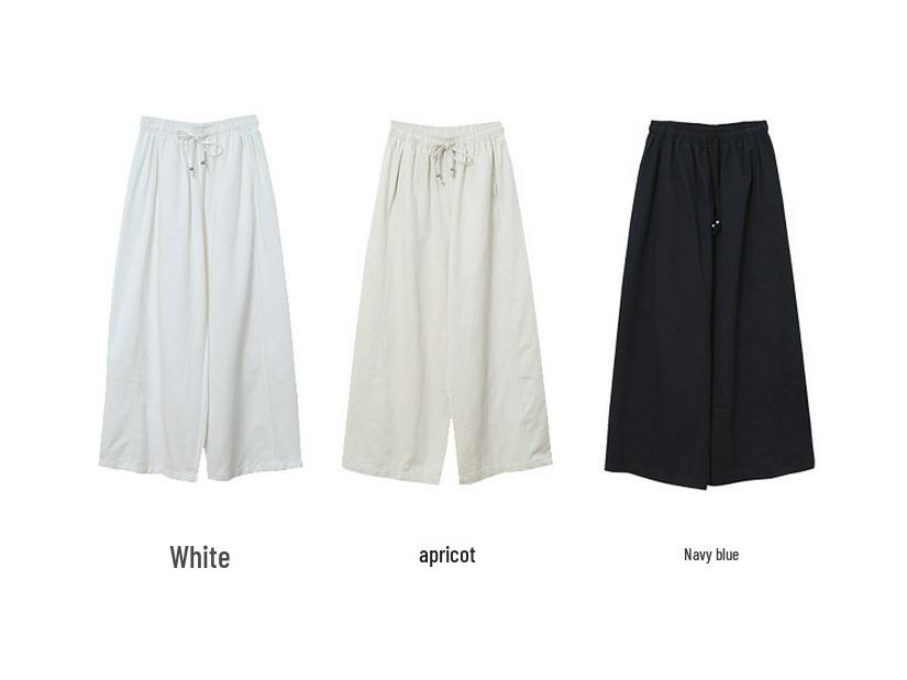 Ou Fan High-Waisted Wide-Leg Tencel Cotton Pants - Summer Style Women's Casual Loose-Fit 