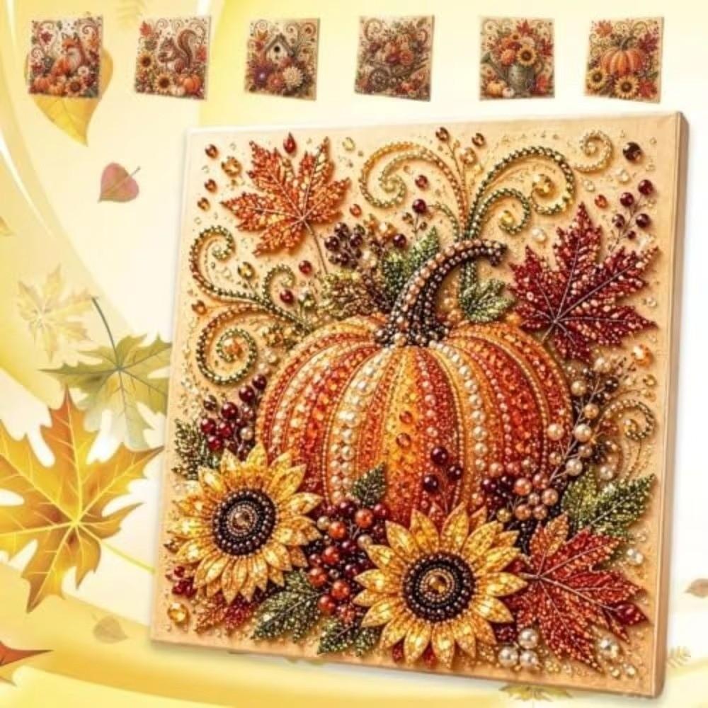 Sparkling Painting Art Kit Autumn Theme Beaded Canvas Art For Kids 4-6