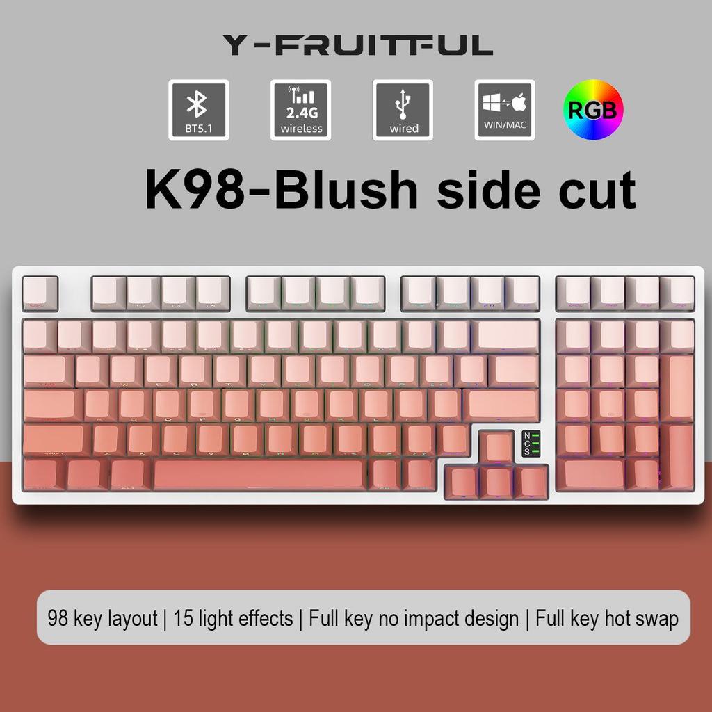 K98 Mechanische Tastatur mit Farbverlauf-Seitengravur - Drei Modi