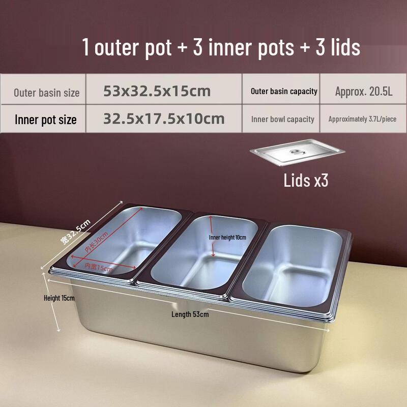 Zhebu Stainless Steel Insulated Compartment Food Tray