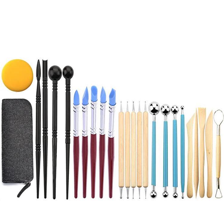 

Набор из 25 глиняных инструментов с пеналом, губкой и шариковым стиком - В наличии