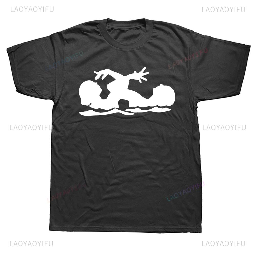 Hot Sale Funny Synchronized Swimming Graphic Printed T Shirts Streetwear Short Sleeve Summer Swimmer T-shirt Y2k Mens Clothing