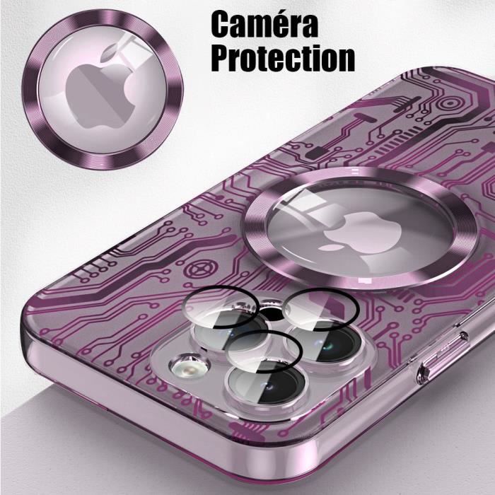 Coque pour iPhone 15 Plus - Noname - Violet - Antichoc - Protection Caméra - Cercle Magnétique