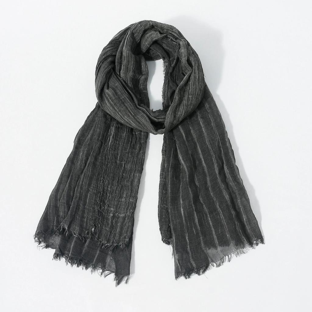 Men's New Gradient Vertical Striped Oversized Scarves Distressed Fringe Yan Dyed Scarves Cotton Warm Scarf For Men