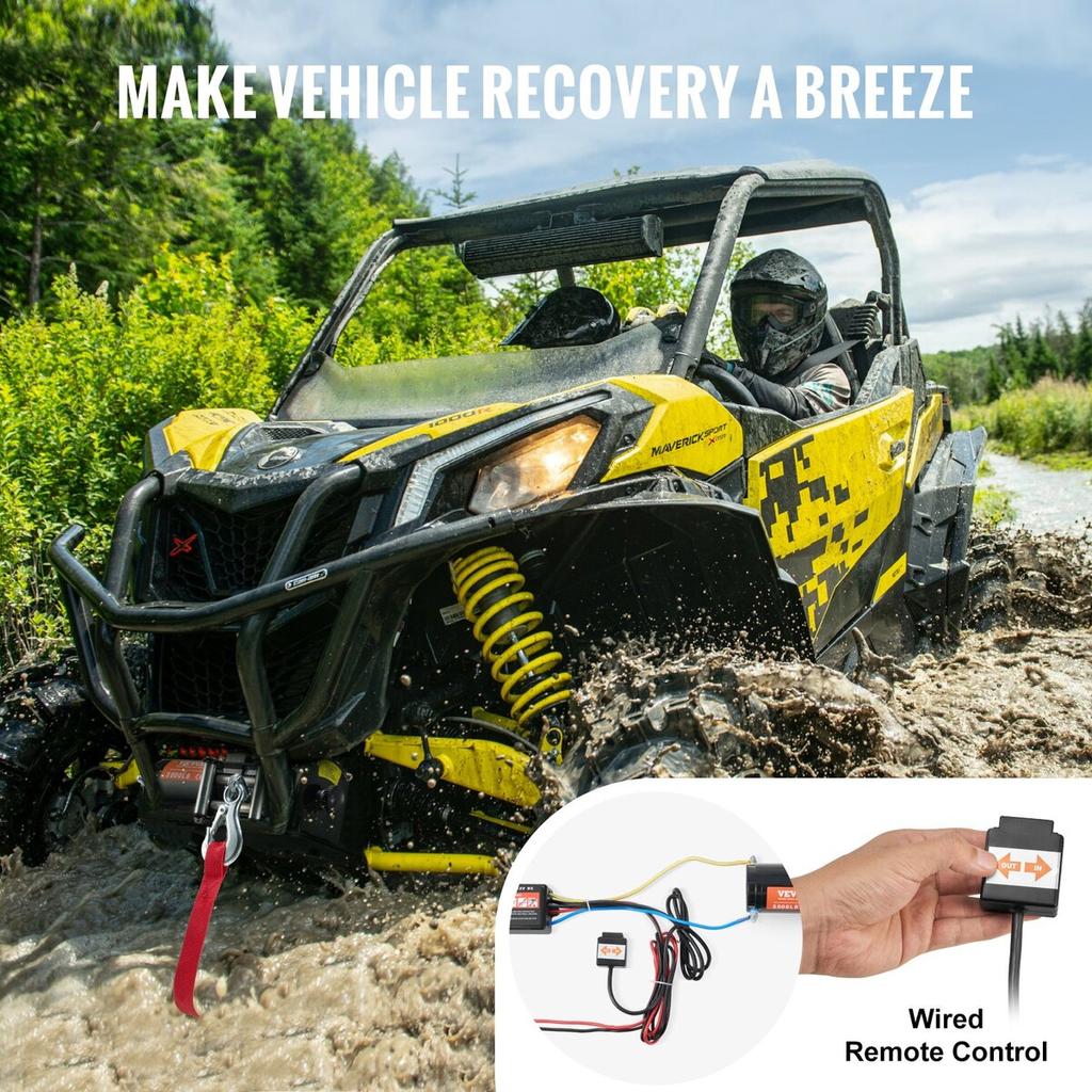 Elektrische Winde ATV UTV 3000 lbs Stahlseil IP55 Wasserdicht Kabelgebundene Steuerung