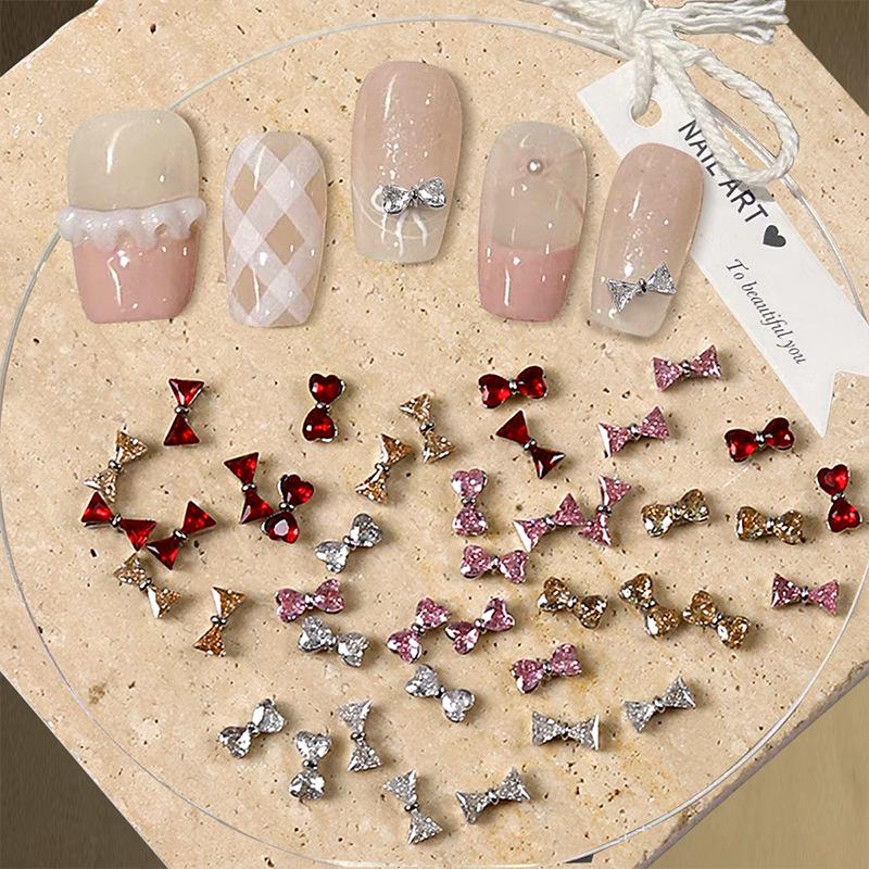 Luxurious Mini Zircon Bow Nail Art Jewelry – Exquisite French Design