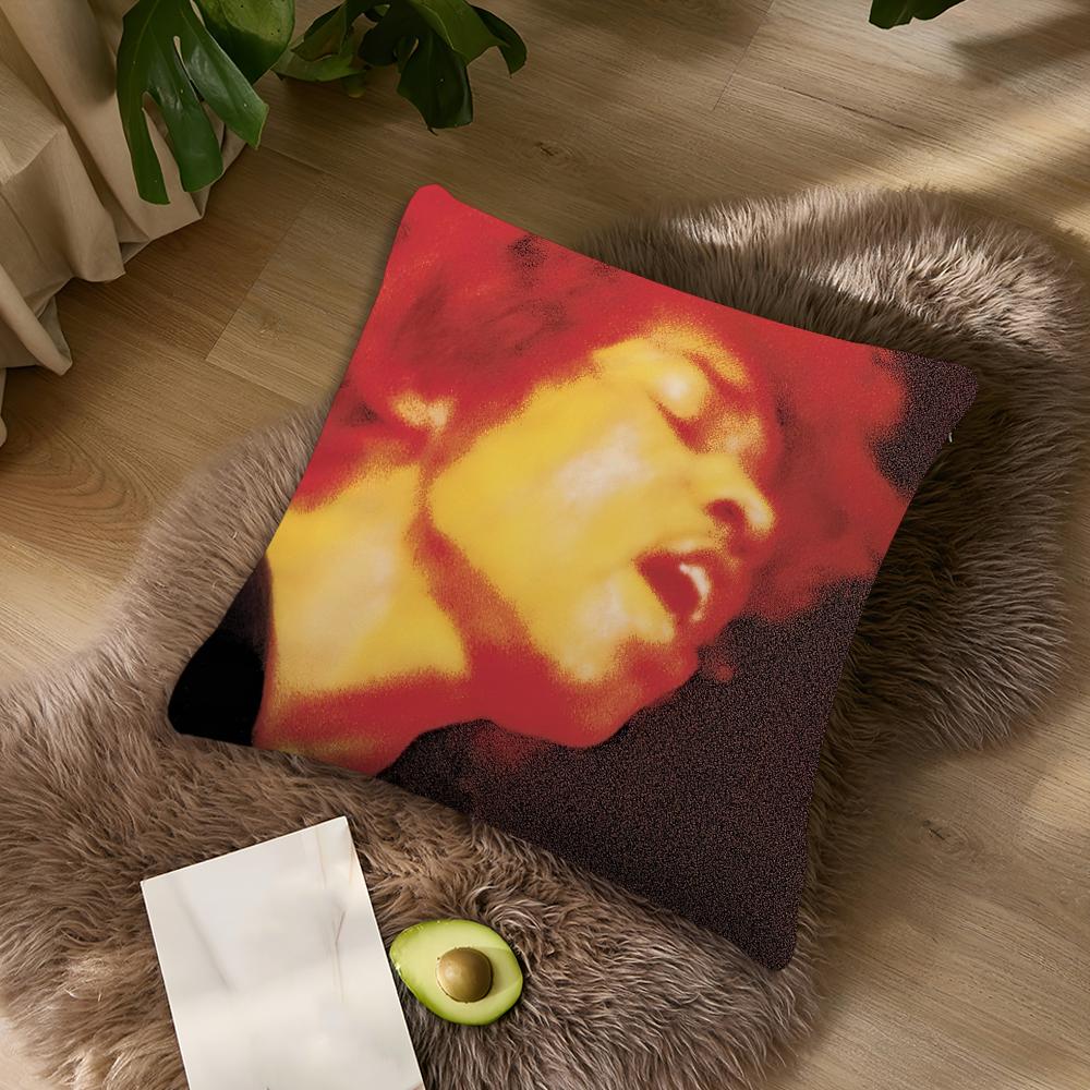 Singer J-Jimi H-Hendrix Cushion Cover Living Room Accent Couch Back Support Square Lounge Restful Nap Companion Pillow Case