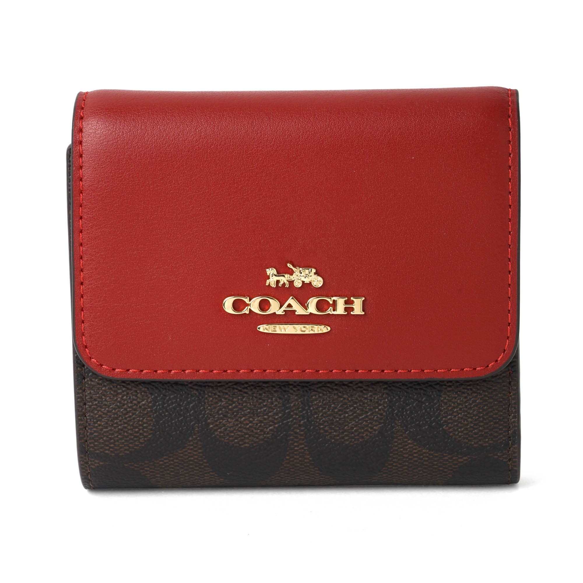 

Coach CE930 IMRVQ Small Trifold Used Wallet, Red, Brown, Outlet,