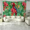 Tropical Parrot Wall Tapestry Aesthetic Wall Hanging Printed Fabric Blanket Decorative Tapestries for Bedroom Living Room Home Decor