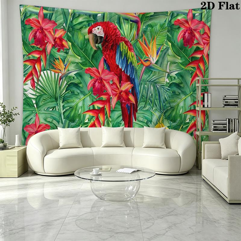 Tropical Parrot Wall Tapestry Aesthetic Wall Hanging Printed Fabric Blanket Decorative Tapestries for Bedroom Living Room Home Decor
