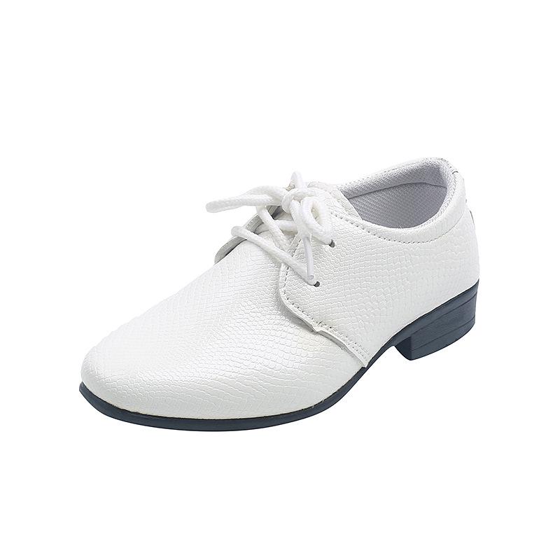 Boys' British Style Leather Lace-up Shoes - Spring/Autumn 2023, Black Performance for Students