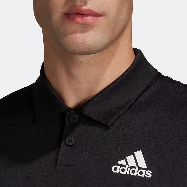 adidas Solid Color Logo Tennis Sports Short Sleeve Polo Shirt Black Men's HB6224