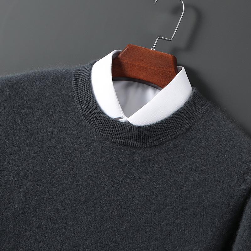 Men s 100% Pure Wool Casual Round Neck Long Sleeve Sweater 3XL [180-200 jin]