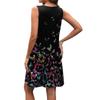 Women's Summer V-neck Casual Beach Vacation Retro Floral Print Sleeveless Patchwork Dress