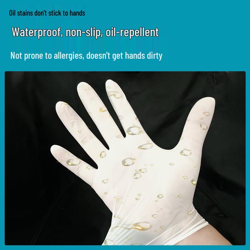 Thickened Waterproof Powder-Free Nitrile Gloves for Food Contact and Household Protection