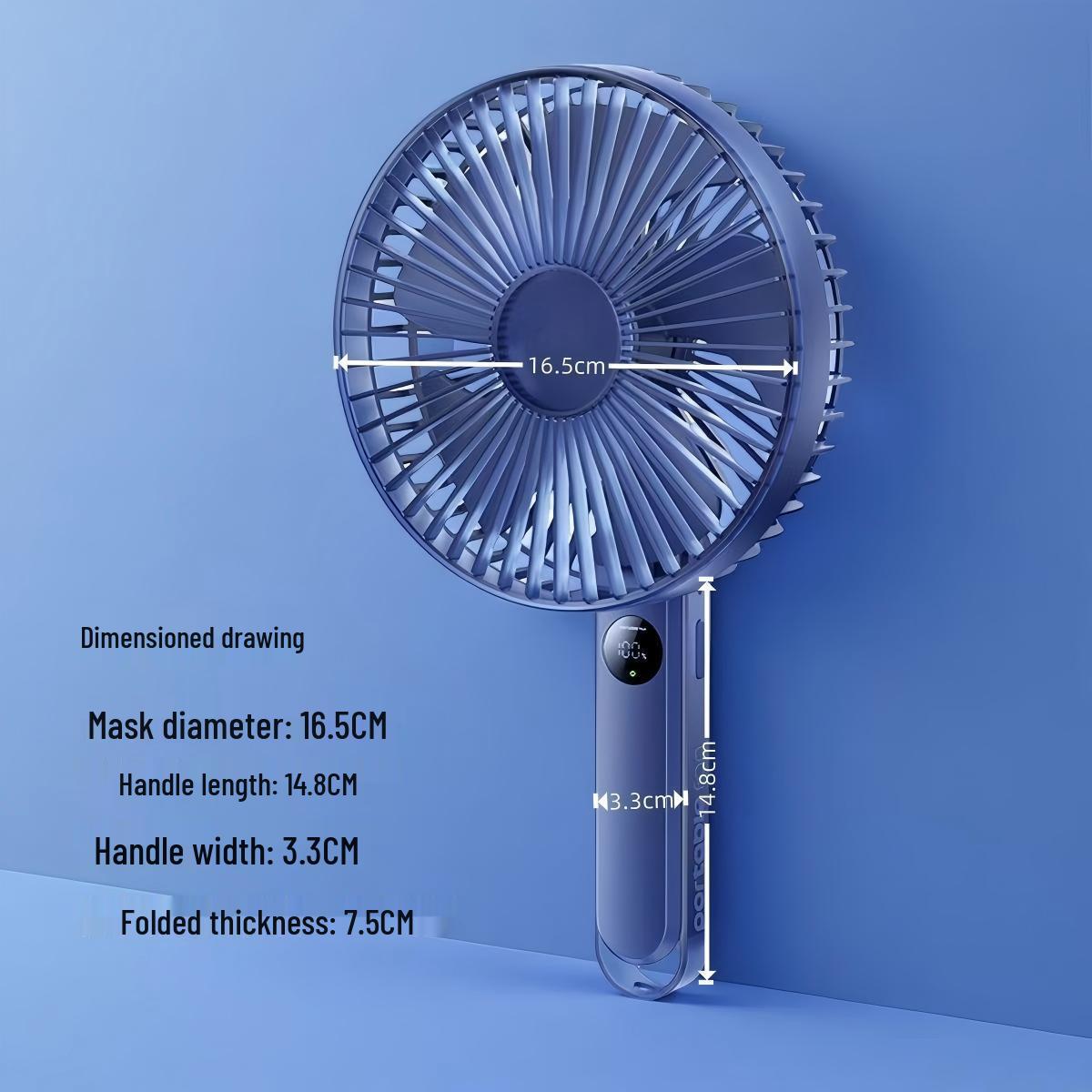 

Portable Folding Outdoor Camping Fan: Long Battery Life, Handheld & Desktop Electric Fan 165*75*285 mm темно-синий