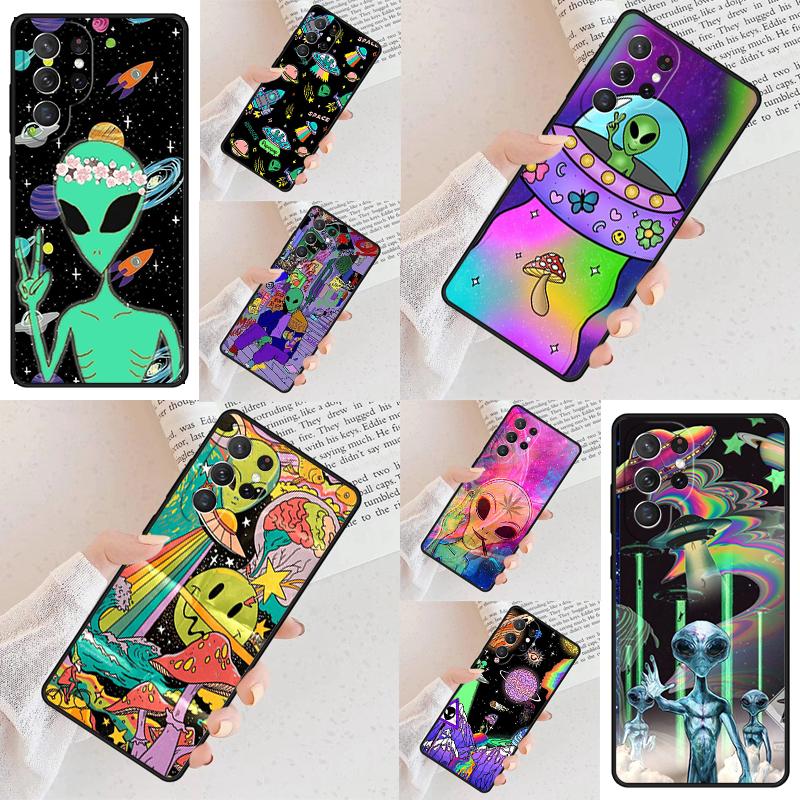 Aesthetics Cartoon Alien Space Funda Cell Phone Case for Samsung Galaxy S26 Ultra S25 S24 S23 S22 S21 S20 Note10 Cover