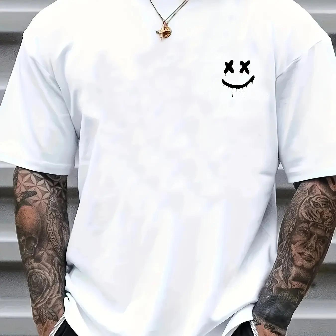 

Smiley American T-shirt Printed Retro Short-sleeved Male Alphabet Loose 5XL белый