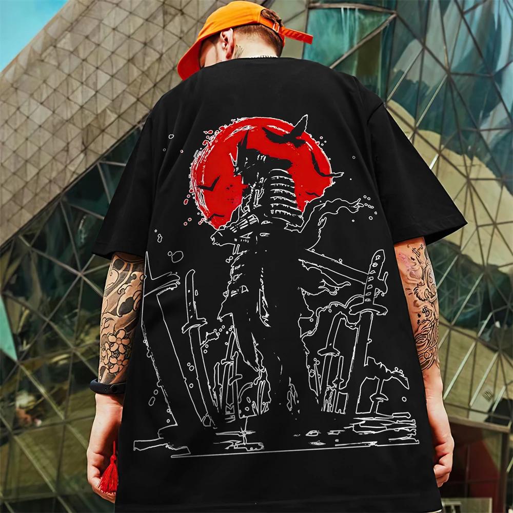 3d Japanese Samurai Print Men's T-Shirt Summer Fashion Casual T-Shirt For Men Street Trend Oversized Tees Half Sleeve Pullover