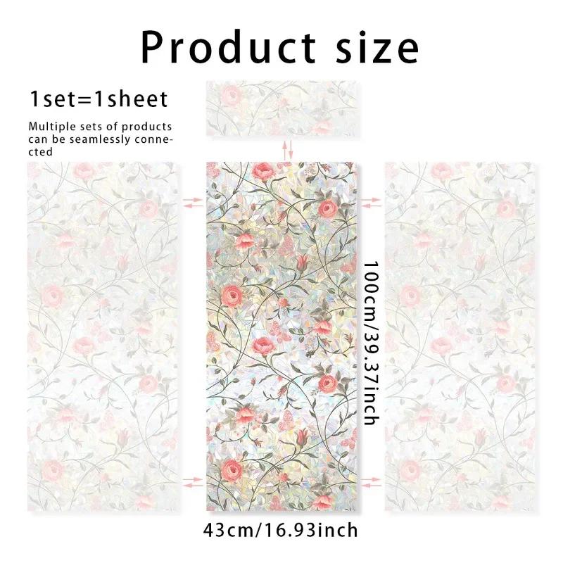 Double-sided Rainbow Design Static Window Privacy Film Colorful Stained Glass Window Film for Privacy Sun Blocking for Windows