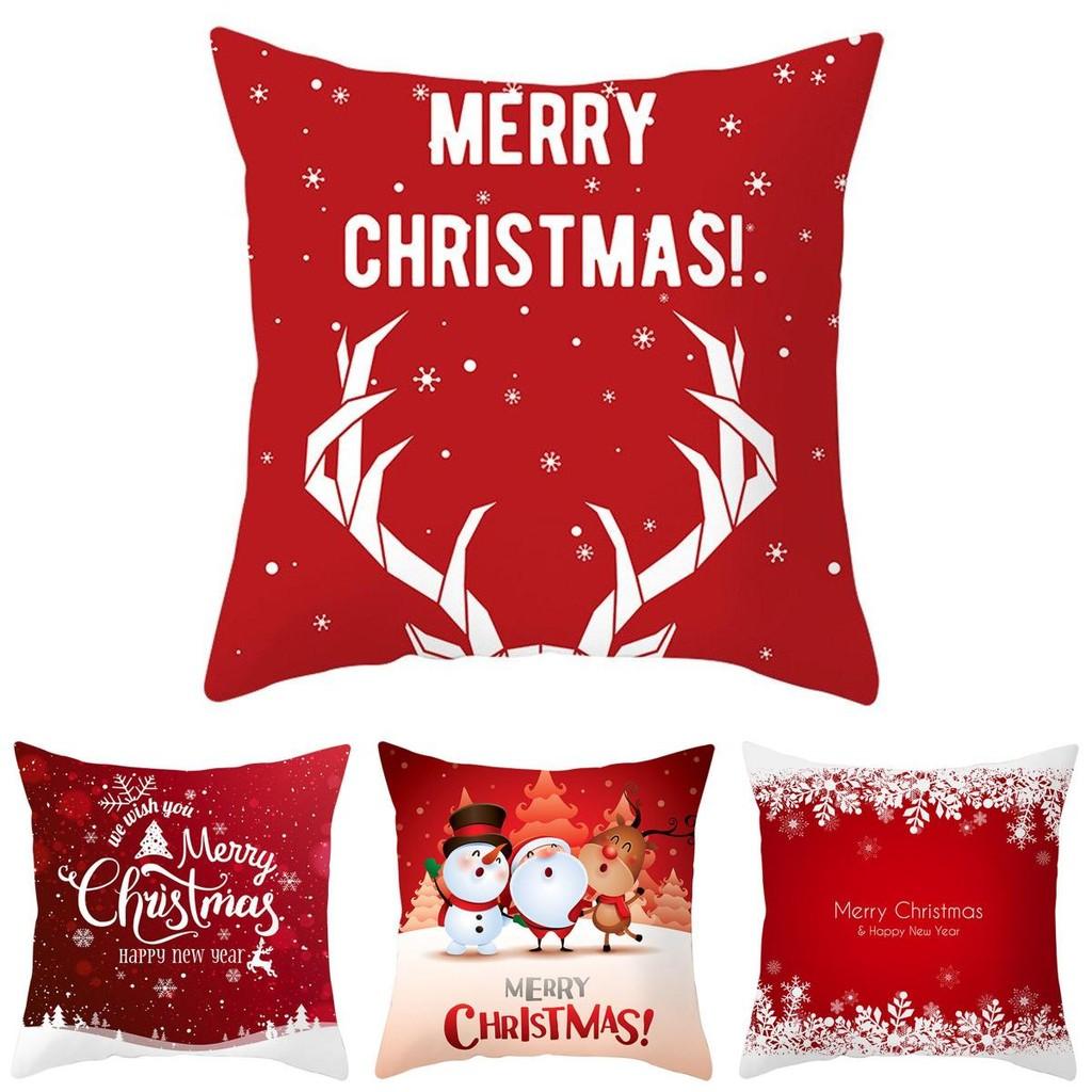 Christmas Pillow Red Case Throw Cushion Cover Pillowcase Xmas Sofa Home Decor