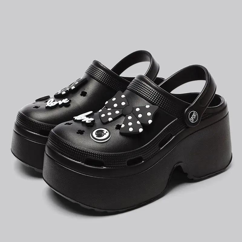 Fashion Women Slippers Platform Metal Decoration Sandals Wedges Shoes Outdoor Clogs Thick Sole Slipper Ladies Flip Flops Garden Shoes