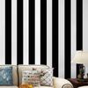 PoetryHome Self Adhesive Vinyl White Black Stripe Peel and Stick Wallpaper Shelf Liner Paper for Walls Furniture Cabinets Bedroom Kitchen Bathroom