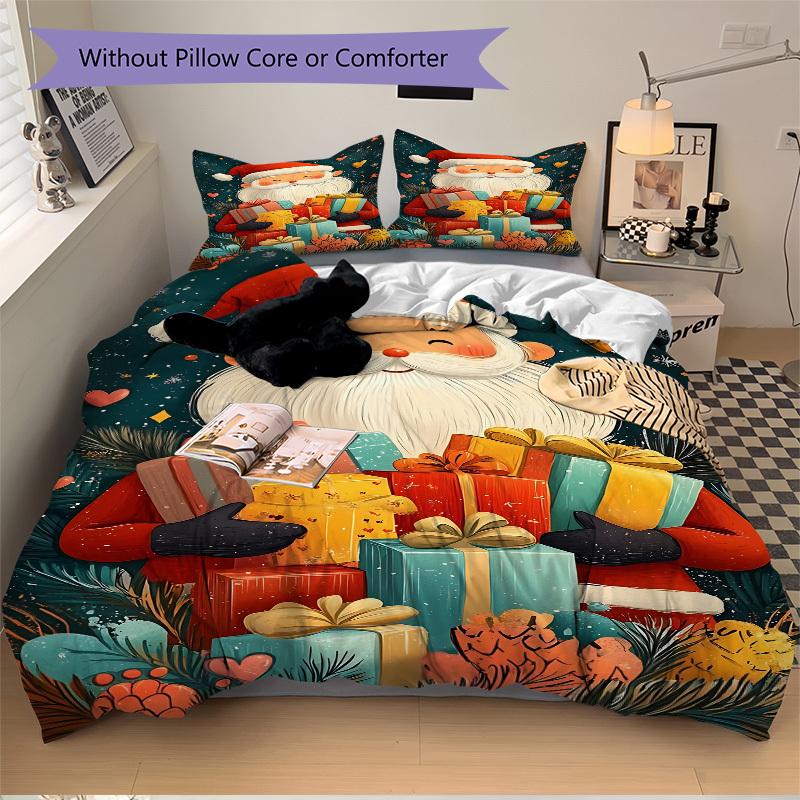 3pcs bedding set Christmas Presents Includes 1 Comforter + 2 Pillowcases, Without Pillow Inserts, Soft Comfortable, Lightweight Breathable,
