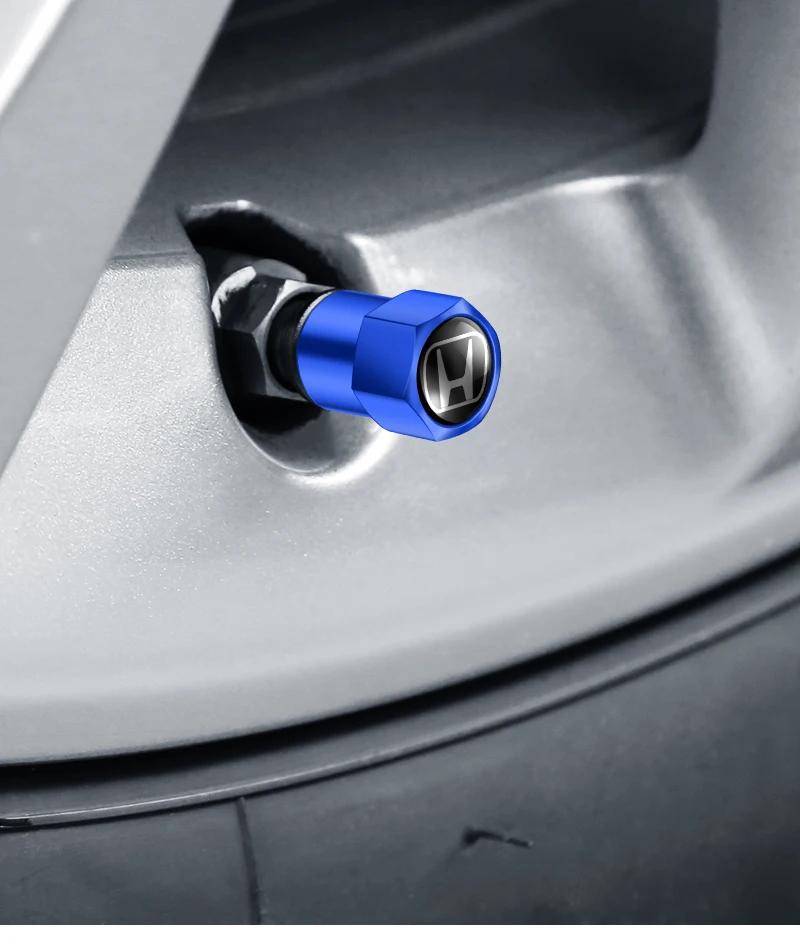 4PCS Car Wheel Tire Valve Caps Tyre Rim Stem Covers For Honda Civic Fit Jazz Accord CRV HRV City Odyssey Passport Pilot Vezel ajw256
