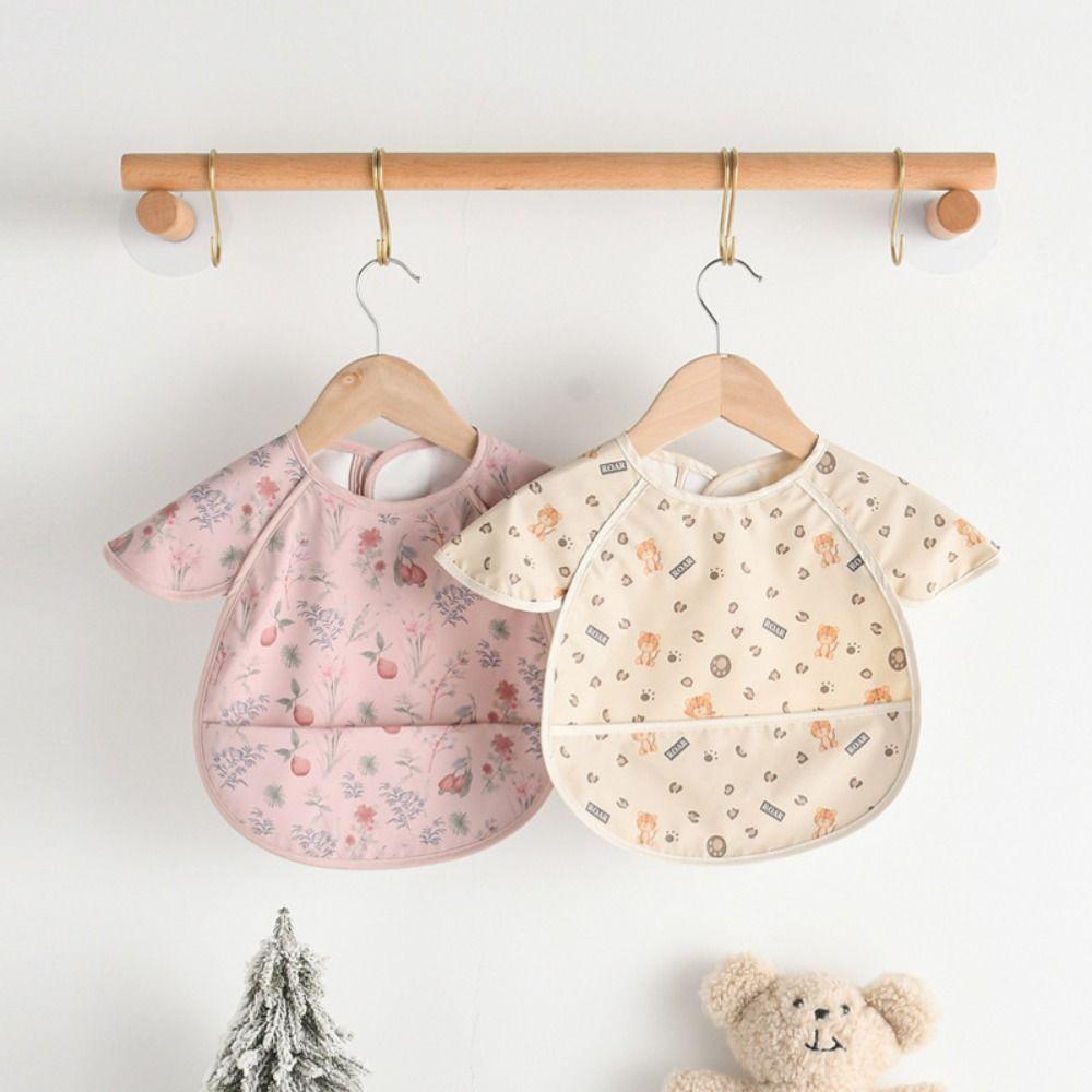 Soft Feeding Apron Short Sleeve Burp Cloth Apron Style Baby Bibs  Feeding