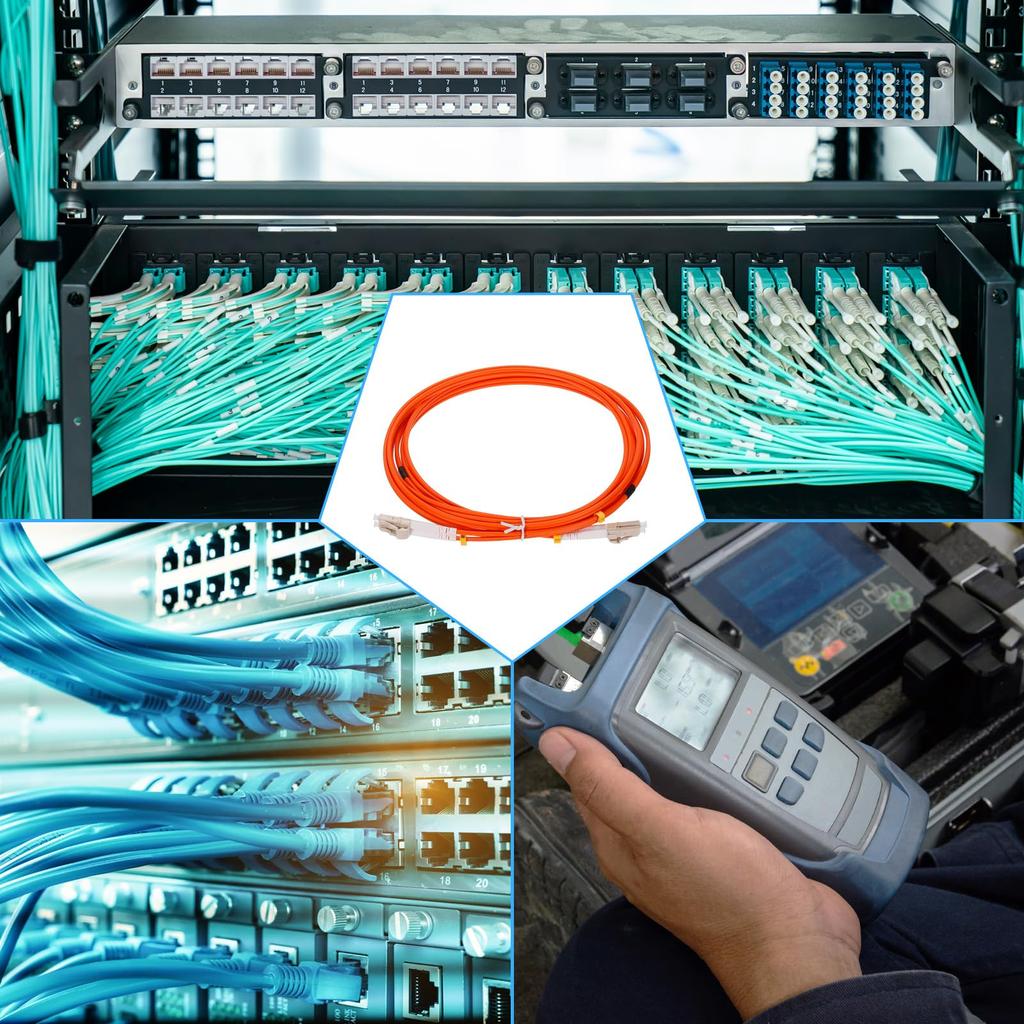 Uxcell Fiber Patch Multimode Duplex OM1 LSZH Fiber Optic Jumper for Network Transceivers and 3 1 Piece Cable, LC-LC Instruments, Orange, Meters,